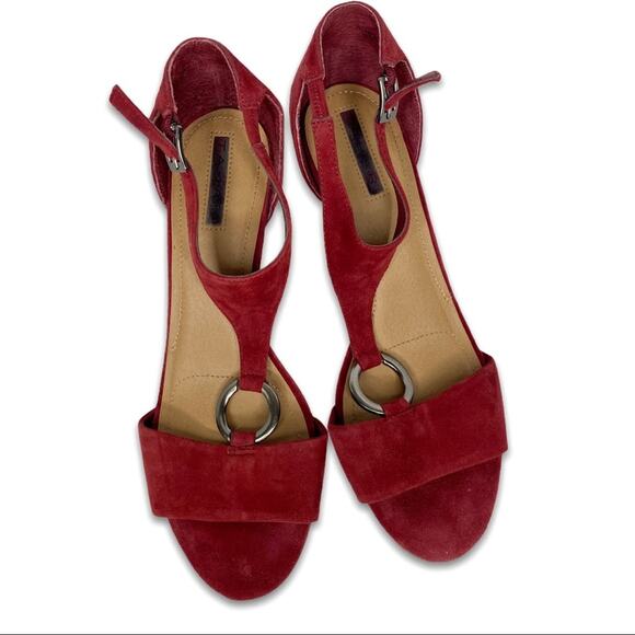Tahari Norma Maroon Suede Square Heels Size 9M - Picture 2 of 7